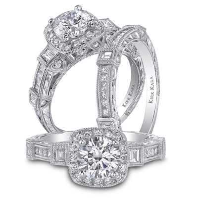 Browse Kirk Kara engagement rings wedding rings and matching sets 
