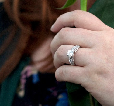 This is a picture of my ring. My fiance and I won our Simon G. Jewelry engagement ring after getting over 17,000 votes in a month online.