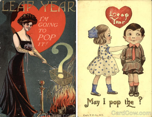 leap year vintage post card proposal engagement leap year postcards