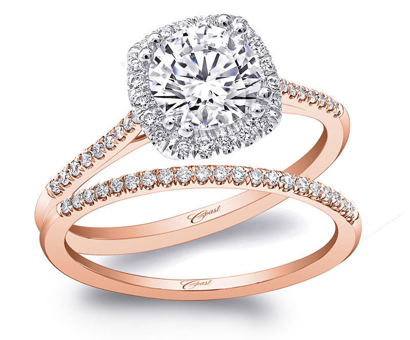 Coast diamond rose gold engagement ring halo