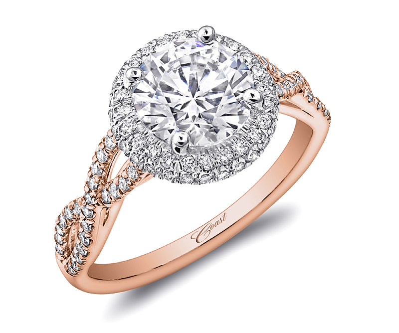 Coast diamond rose gold engagement ring twist