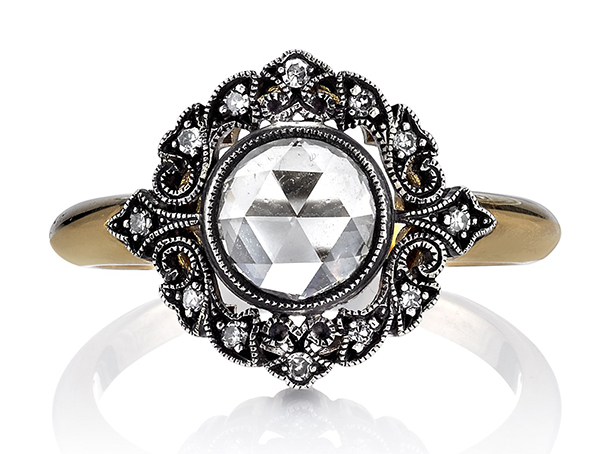 single stone rose cut engagement ring