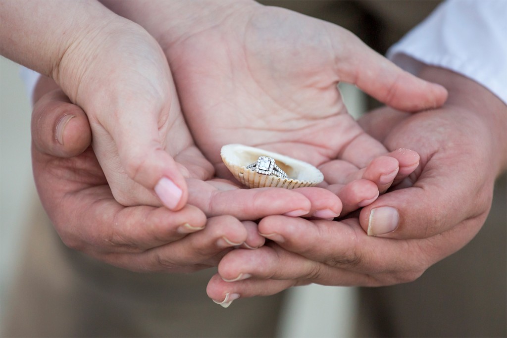 beach proposal engagement ring