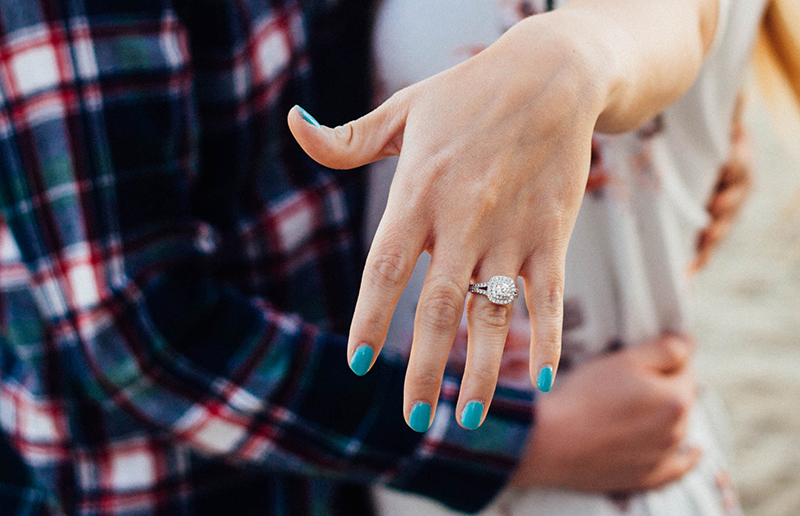 love engagement ring beach