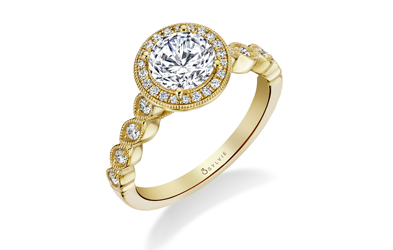 engagement ring sylvie collection yellow gold