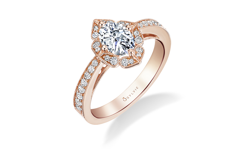 sylvie collection engagement ring rose gold 2017