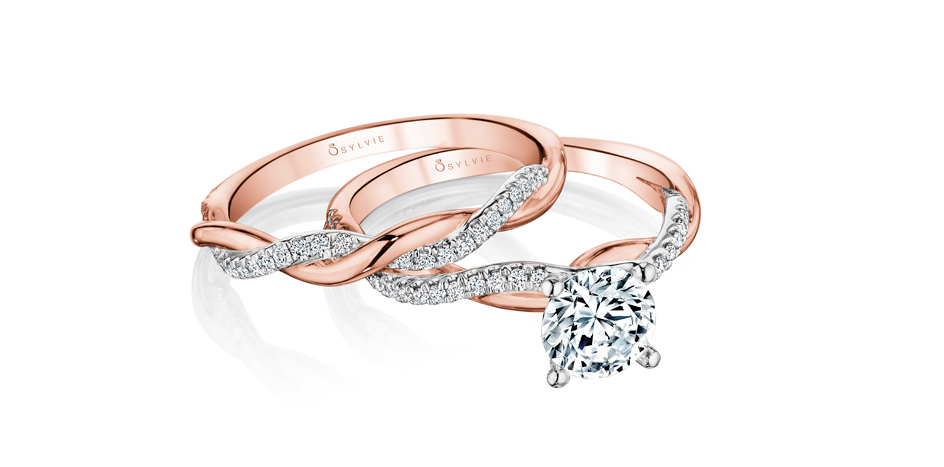 wedding set rose gold engagement ring sylvie