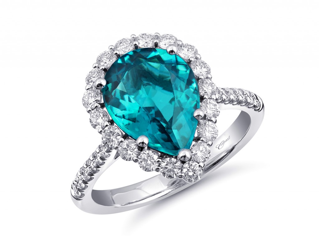 Coast engagement ring inocolite pear shaped