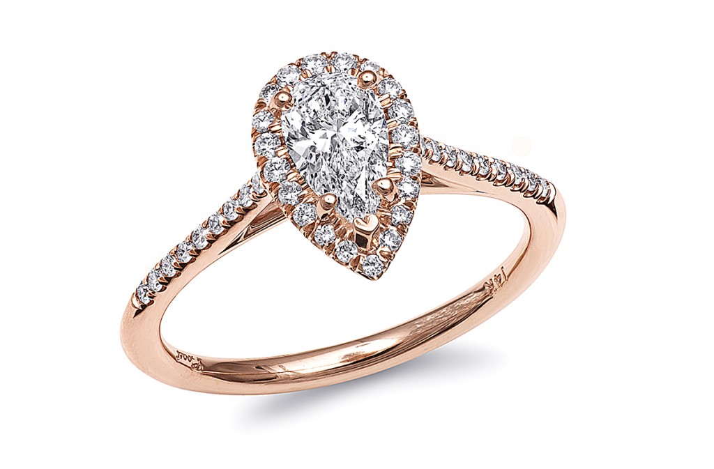 coast pear shaped rose gold engagement ring