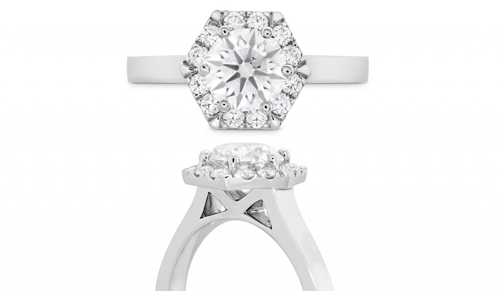 HOF Hexagonal DER-C hearts of fire engagement ring