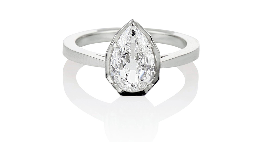 Jewels By Grace 1.27ct Antique Pear Diamond Ring engagement ring