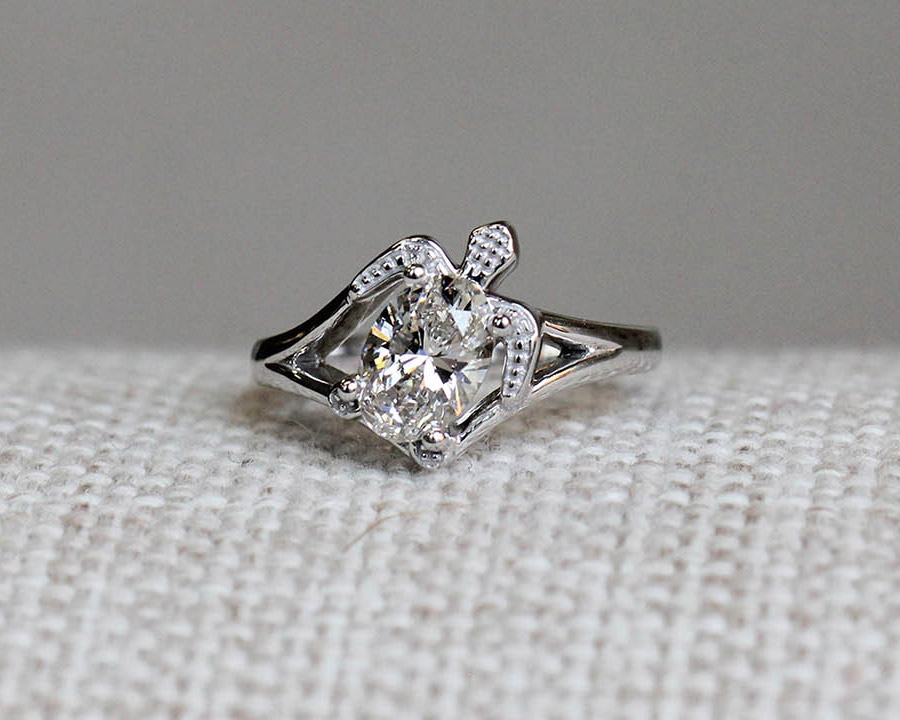 Custom Turtle Engagement Ring
