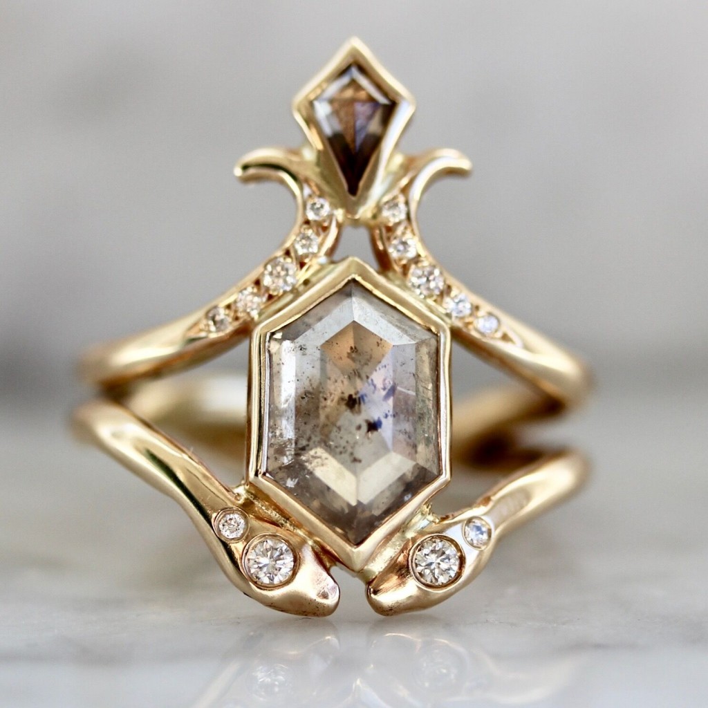 Hexaginal engagement ring