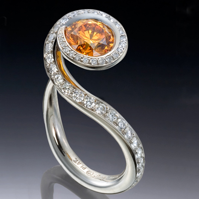 Celebrity Engagement Rings on Etienne Perret   Engagement Ring Style Orange Diamond Gold Tendril