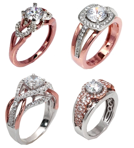 Rose and White Gold Engagement Rings