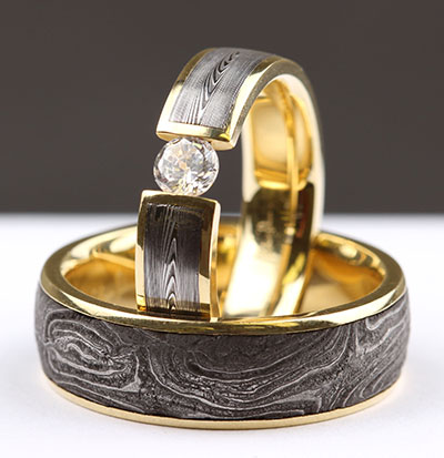 Chris ploog gun barrels damascus engagement wedding ring