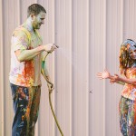 Fun Fall Paint Fight Engagement Session