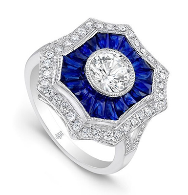 Bold Vintage Inspired Sapphire Engagement Rings by Beverley K