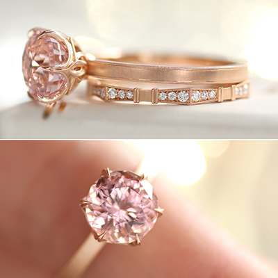Vintage Style Engagement Rings By Erika Winters Pink Is The Most Color And This Tourmaline Engagement Ring Set In Rose Gold Just Darling We Love Modernized Deco Details On Setting