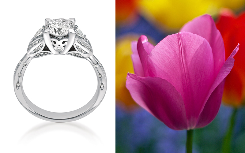 Flower Inspired Platinum Engagement Rings